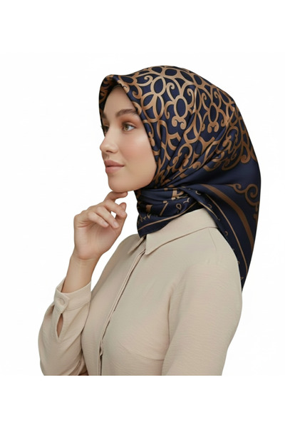 Armine 100% Sura Silk Scarf – Nostalgia Series – Non-Slip Tok Posture – Navy ...