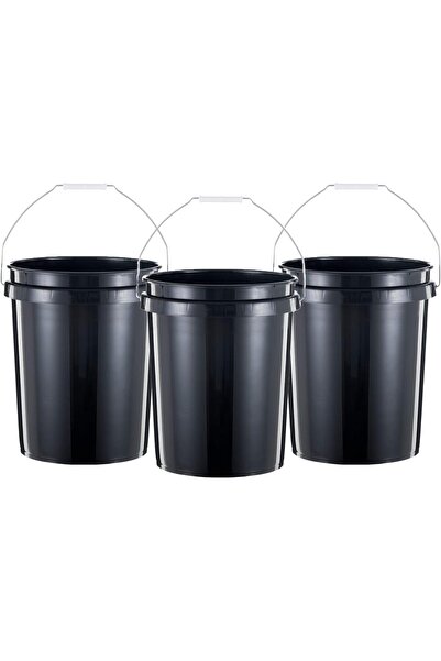 United Solutions 5 Gallon Heavy Duty Plastic Bucket, Black, 3 Count