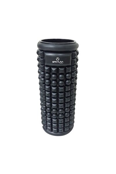 SPARTAN Rolă de masaj din spumă dură cu striații, neagră,