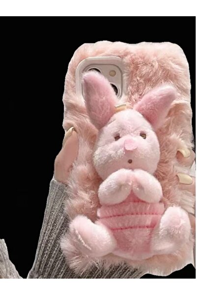 Paw Butik iPhone 11 Pembe Peluş Karakter Figürlü Telefon Kılıfı Yumuşak Kürk ...