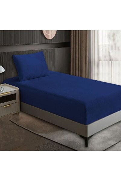 Reiashn Velvet elasticated sheet set, 2 pieces, navy blue, single and a half size