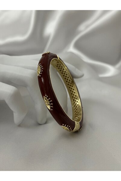 lysiaaccessory Altın Kaplama Bordo Mineli Kelepçe Bileklik – Vintage Model