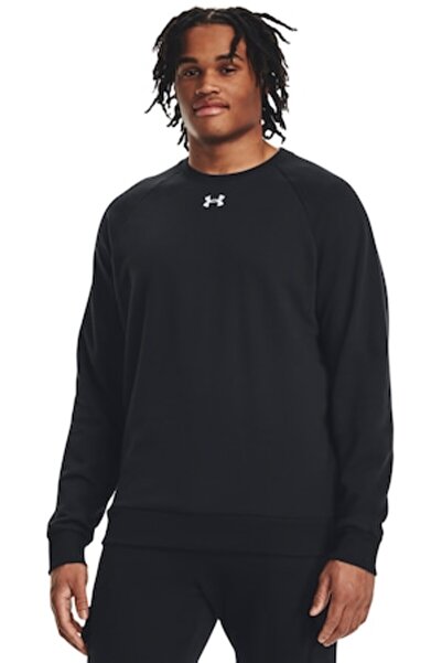 Under Armour Rival crewneck with raglan sleeves for fitness, Black, XL