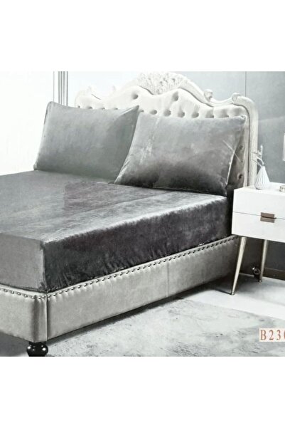 Reiashn Home Velvet Elastic Bed Sheet, Winter Gray, Double Size 38+200*200cm