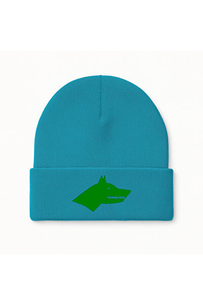 MODA Turkish Bozkurt Kurt Göktürkçe Writing Printed Turquoise Folded Winter H...