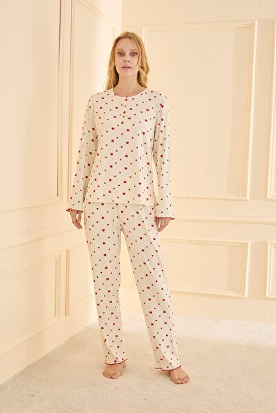 Relax Mode Kadın Bej Kaşkorse Pijama Takımı - 70809R