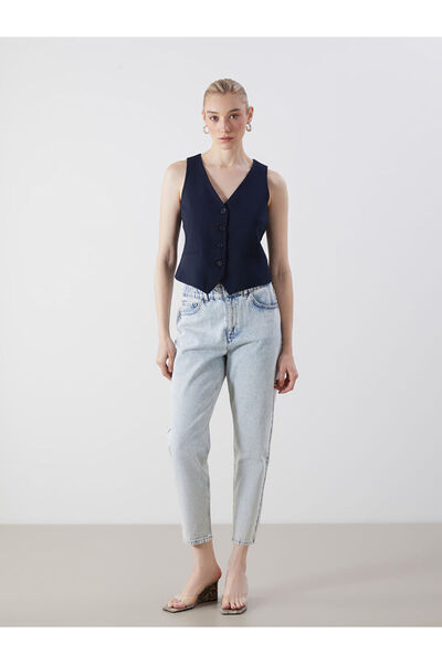 LC Waikiki Indigo Elastic Waist Slouchy Fit Women's Jean Pants