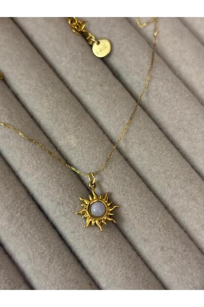 Idarosa Concept Minimal Zincirli, Güneş Sembollü, Doğal Taşlı, Antik Seri Çel...