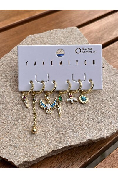 nunu takı Yakemiyou Anka Kuşu Desenli Altılı Küpe