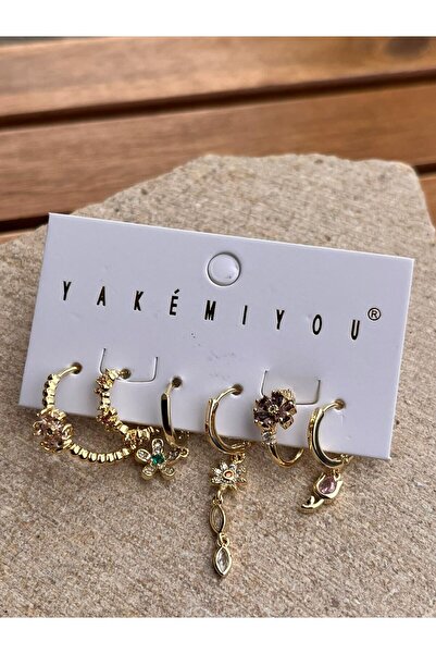 nunu takı Yakemiyou Çiçekli Altılı Küpe