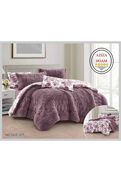 FABRIC Double bed velvet duvet set, 8 pieces, one side faux fur and the other...