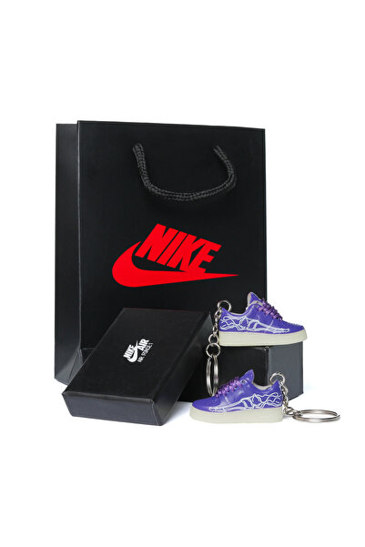 Nike Air Force 1 "Low" '07 QS "Purple Skeleton Halloween" Keychain, Box and Bag Set
