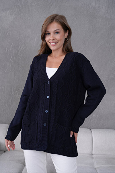 NOBLE STORE Women's Mother Knitwear Pocket Detailed Wool Cardigan Noble