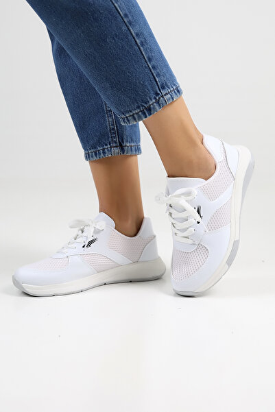 Encool Women's White Mesh Detailed Sneaker: Breathable Casual Sports Shoe Model