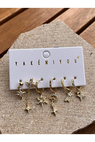 nunu takı Yakemiyou Kuzey Yıldız Altılı Küpe