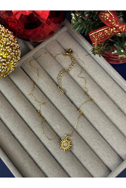 Idarosa Concept Minimal Zincirli, Güneş Sembollü, Doğal Taşlı, Antik Seri Çel...