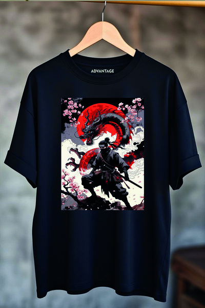 Advantage Red Moon Ninja Dragon Oversized T-Shirt - Ninja Designed Oversized ...