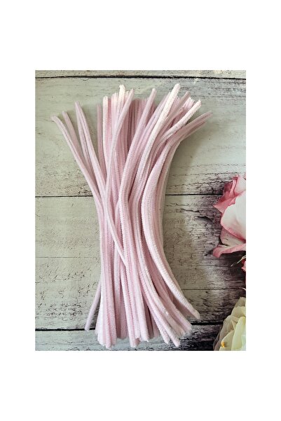 Zedhobi 10 Adet Z7 Pudra Pembe Şönil 30 cm Tüylü Peluş Tel Çiçek Yapımına Oku...