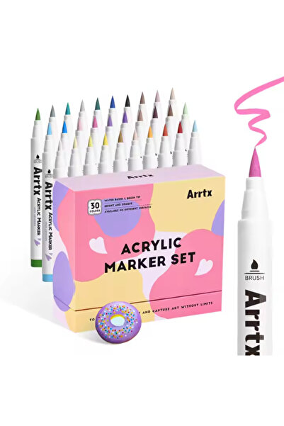 ARRTX Set de 30 de markere acrilice, pe bază de apă, vârf de 3,8 mm, pentru s...