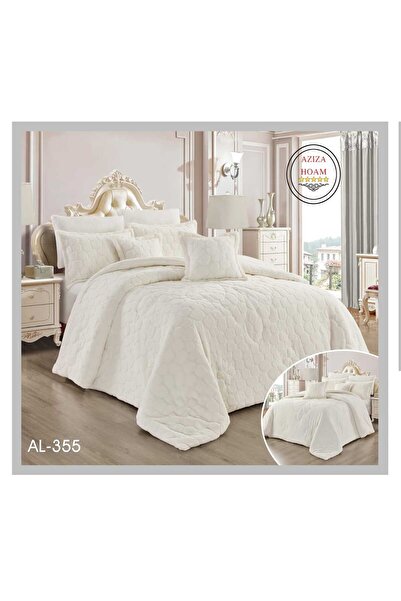 FABRIC Double bed velvet duvet set, 8 pieces, light beige color, soft materia...