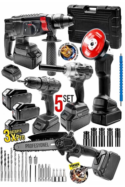 Saatistan Profesyonel Şarjlı Darbeli 5'li Set, Taşlama ve Matkap Uygulamaları...