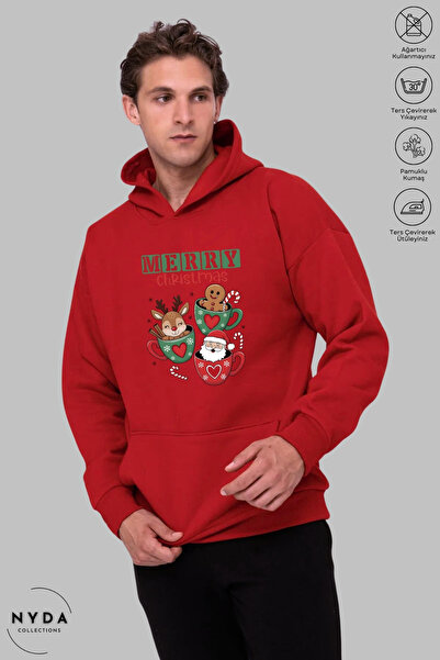 Nyda Collections هوديي للجنسين بأكمام طويلة مطبوع عليه عيد ميلاد سعيد مطبوع ب...