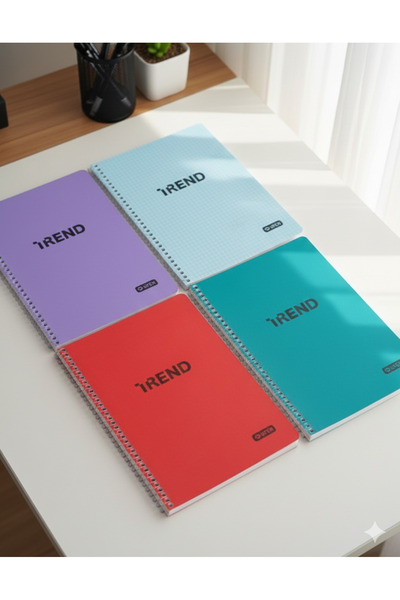 Srctech مجموعة من 4 دفاتر حلزونية مخططة بـ 96 صفحة مقاس A5 بغلاف بلاستيكي - ل...