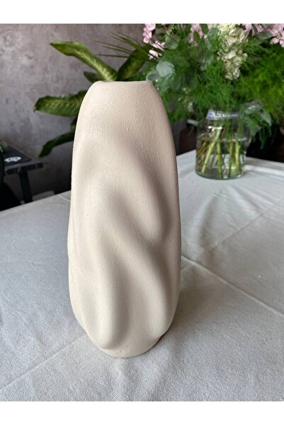 Kalya Concept Dekoratif Dalga Formlu Vazo 22 cm - Lüks Bohem Seramik Modern