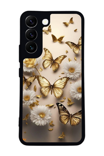 Aksel Kılıf متوافق مع هاتف سامسونج جالاكسي S22 مطبوع ، أسود غير لامع، سيليكون ناعم، واقي، غطاء ممتص للصدمات، حافظة