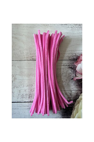 Zedhobi 10 Adet Z10 Şeker Pembe Şönil 30 cm Tüylü Peluş Tel Çiçek Yapımına Ok...