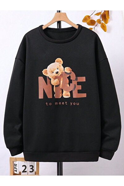 LELVANİ سترة رياضية للجنسين مطبوعة بنمط دب لطيف مكتوب عليها