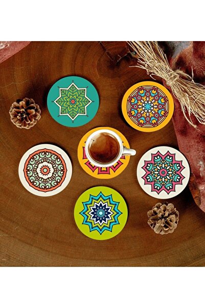 Hangora 6 Pieces Patterned MDF Coasters