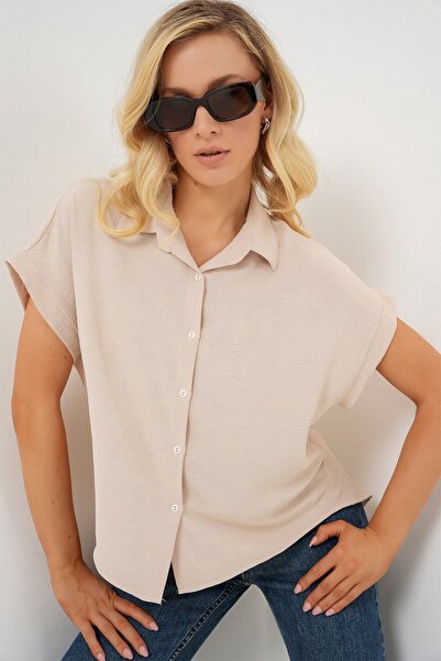 COjans Oversize Short Sleeve Shirt 20322 - Cream