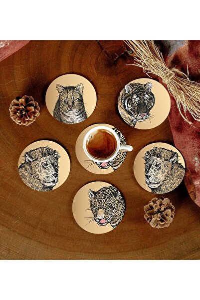 Hangora 6 Pieces Patterned MDF Coasters