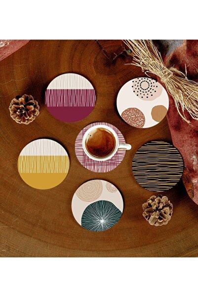 Hangora 6 Pieces Patterned MDF Coasters