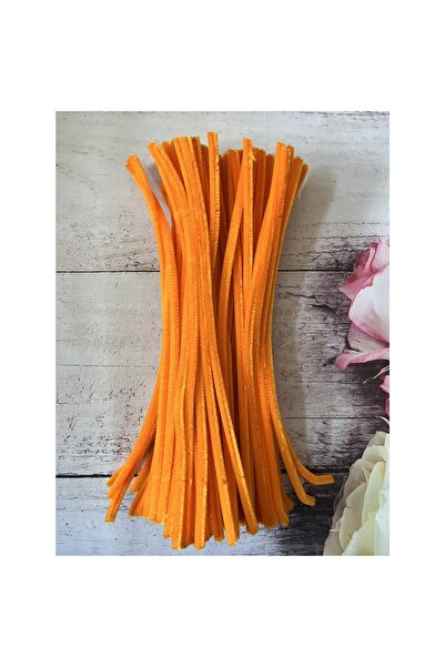 Zedhobi 10 Adet Z19 Açık Turuncu Şönil 30 cm Tüylü Peluş Tel Çiçek Yapımına O...