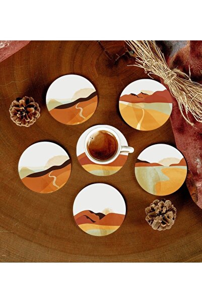 Hangora 6 Pieces Patterned MDF Coasters