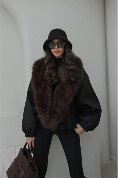 Havoş Jachetă bomber cu guler de blană neagră