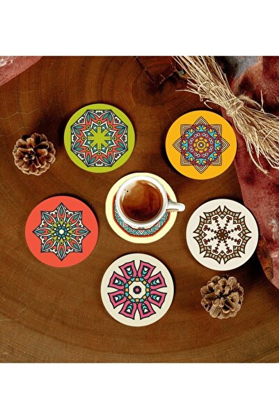 Hangora 6 Pieces Patterned MDF Coasters