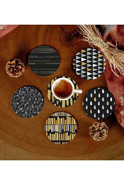 Twin Store Patterned Mdf Coasters 6 Pieces