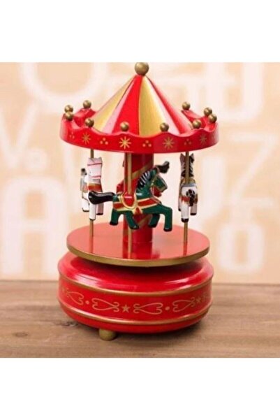 ozbience Kırmızı Nostaljik Atlı Karınca Müzik Kutusu, Çocuklar ve Dekor İçin