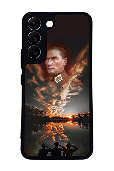 Aksel Kılıf متوافق مع هاتف سامسونج جالاكسي S22 مطبوع ، أسود غير لامع، سيليكون...