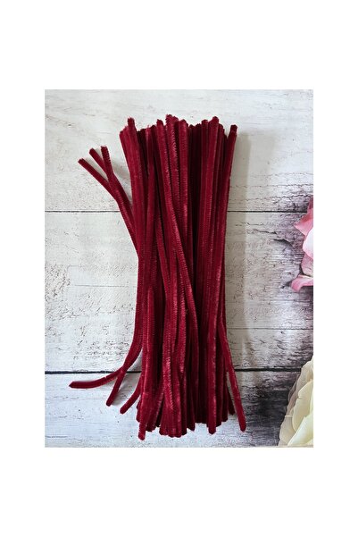 Zedhobi 25 Adet Z51 Bordo Şönil 30 cm Tüylü Peluş Tel Çiçek Yapımına Okul Önc...