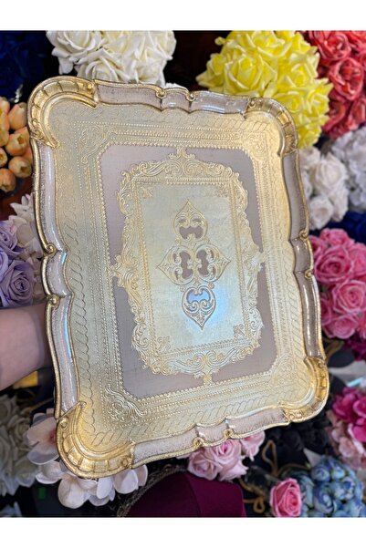 LM ESTERHOMEDECOR 2’li Orijinal İtalyan Gül ağacı tepsi büyük boy 46*37cm küçük boy 40*35cm