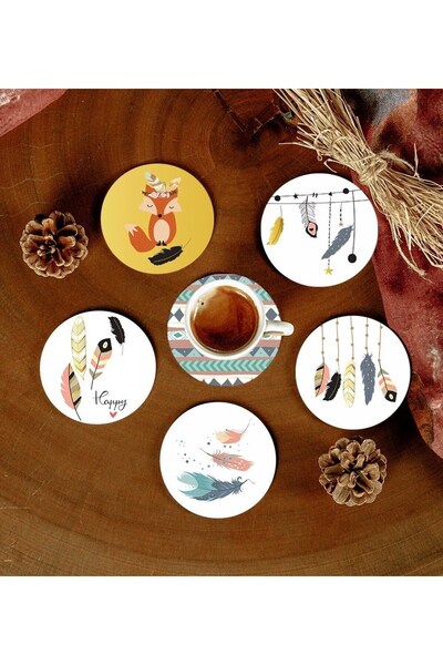 Twin Store Patterned Mdf Coasters 6 Pieces