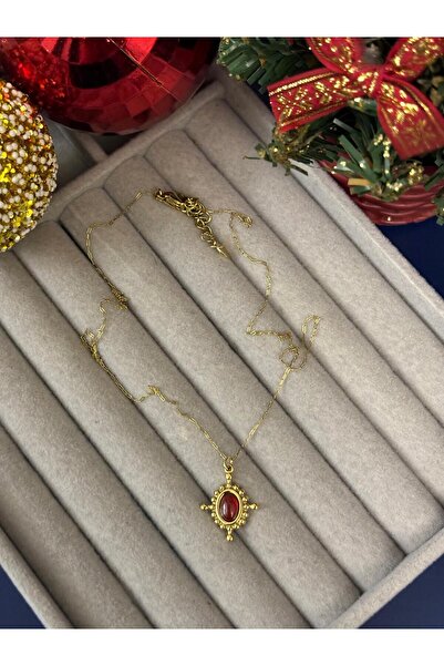 Idarosa Concept Minimal Zincirli, Doğal Taşlı, Oval Çerçeveli, Antik Görünüml...