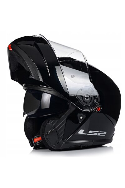 LS2 Strobe 2 Çene Açılır Motosiklet Kaskı Parlak Siyah