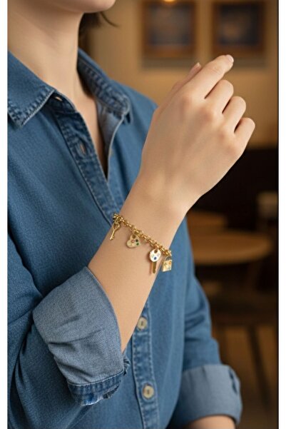 AKSESUARIM Women's Enamel Lucky Bracelet Steel Bracelet