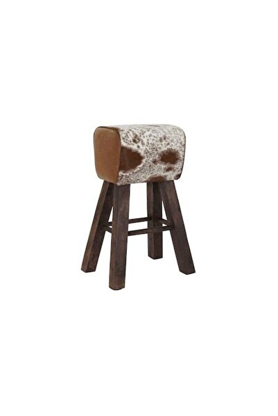 DKD Home Decor Scaun, DKD Home Decor, Negru/Maro, Piele/Lemn, 50 x 35 x 75 cm