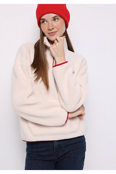 Colin's Regular Fit Zippered Embroidered Women's Ecru Sweatshirt